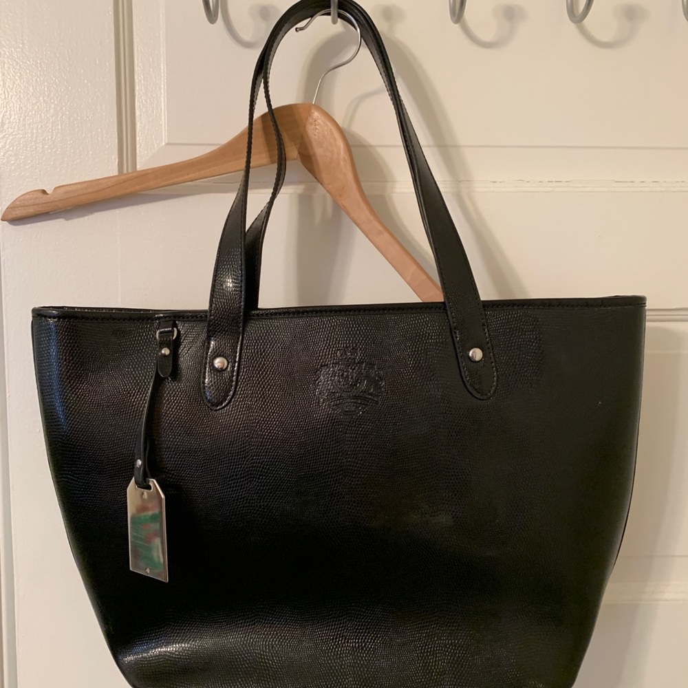 Black leather work bag